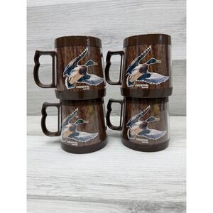 Federal Ammo Thermo Serv Mallard Duck Mugs Set of 4 Vintage Made in USA